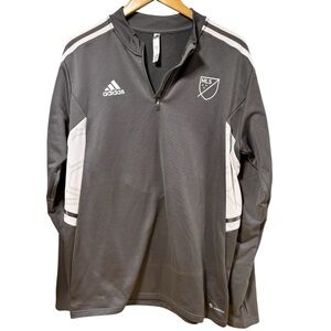 Adidas Charcoal and White MLS‎ Quarter-Zip Pullover